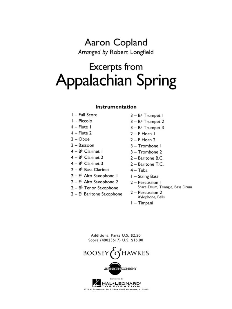 Excerpts from Appalachian Spring - arr. Robert Longfield (Grade 4)