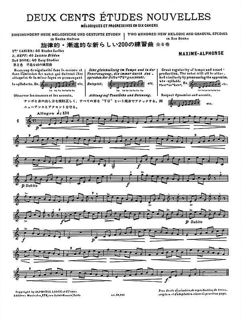 Alphonse: 200 New Melodic and Progressive Etudes, Vol. 2