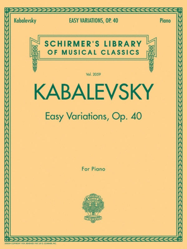 Kabalevsky: Easy Variations Op. 40 for Piano