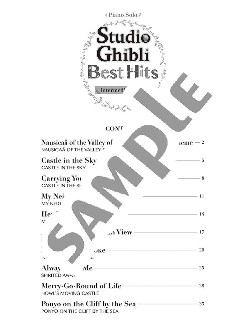 Studio Ghibli Best Hits for Intermediate Piano