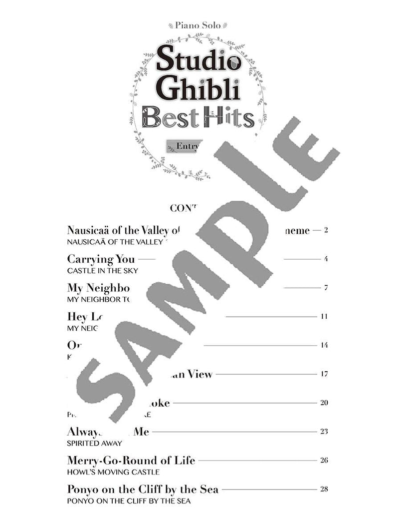 Studio Ghibli Best Hits for Entry Level Piano