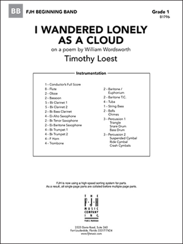 I Wandered Lonely as a Cloud - arr. Timothy Loest (Grade 1)