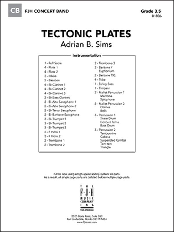 Tectonic Plates - arr. Adrian B. Sims (Grade 3.5)
