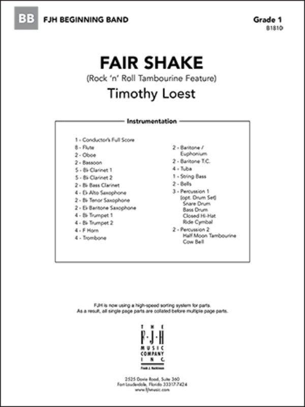 Fair Shake - arr. Timothy Loest (Grade 1)