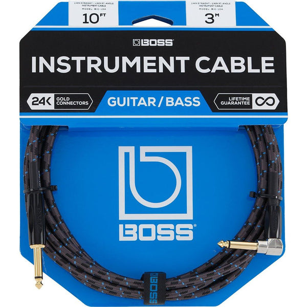 Boss Instrument Cable, Straight to Right-Angle