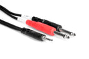 Hosa Stereo Breakout Cable 3.5 mm TRS to Dual 1/4 in TS | 3ft
