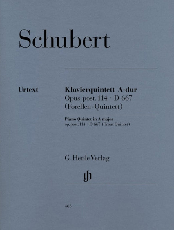 Schubert: Trout Quintet A Major Op Post 114 D Score & Parts