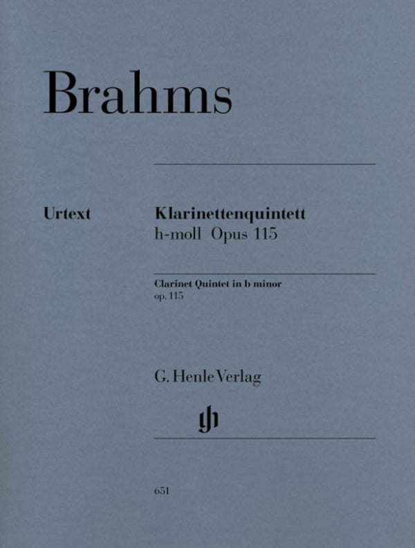 Brahms: Clarinet Quintet in B Minor Op 115 Score & Parts