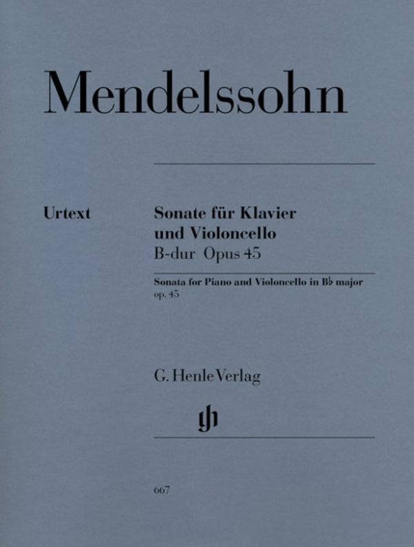Mendelssohn: Sonata for Piano & Cello B-flat Major Op 45