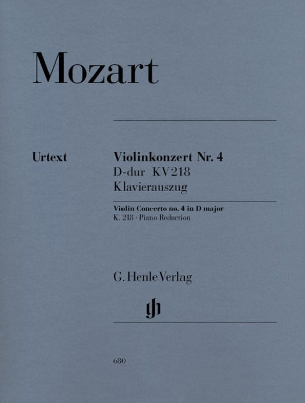 Mozart: Violin Concerto No 4 D Major K 218 Violin & Piano