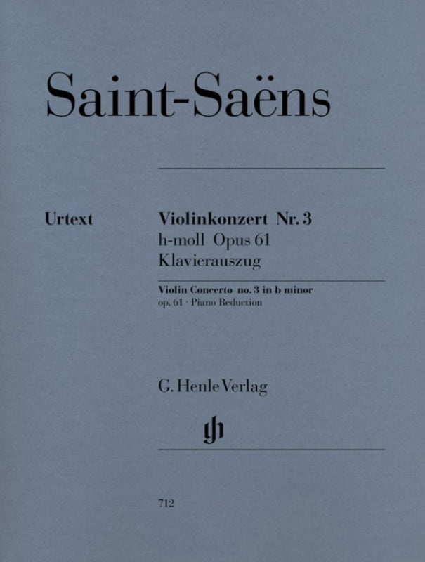 Saint-Saëns: Violin Concerto No 3 in B Minor Op 61 for Violin & Piano