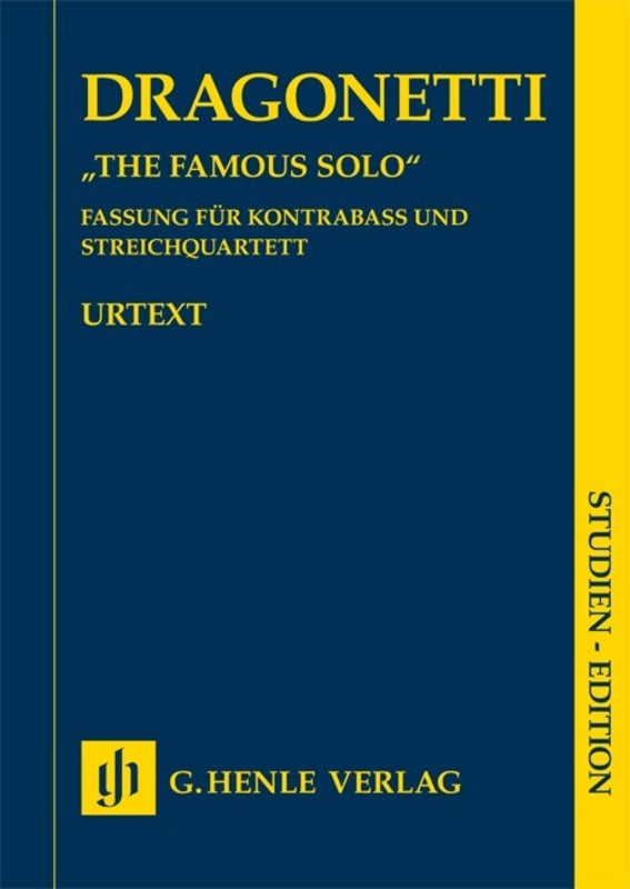 Dragonetti: Famous Solo for Double Bass & Orchestra Study Score