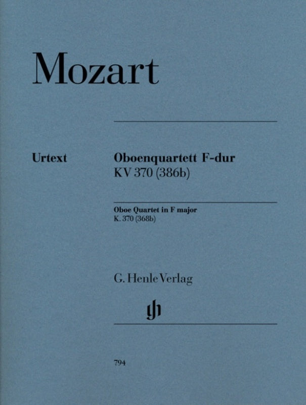 Mozart: Oboe Quartet in F Major K 370 Score & Parts
