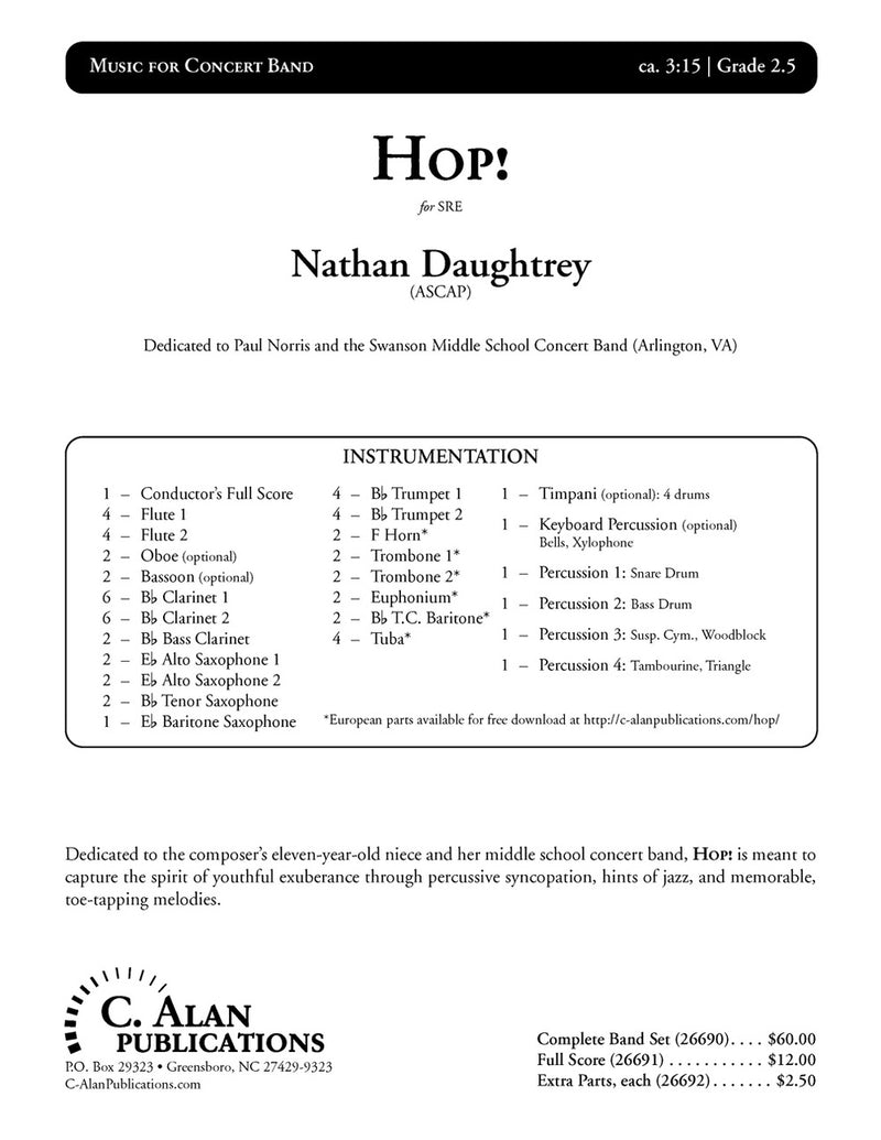 Hop! - arr. Nathan Daughtrey (Grade 2.5)