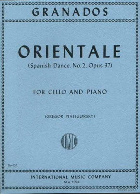 Granados: Spanish Dance no. 2 Orientale for Cello and Piano