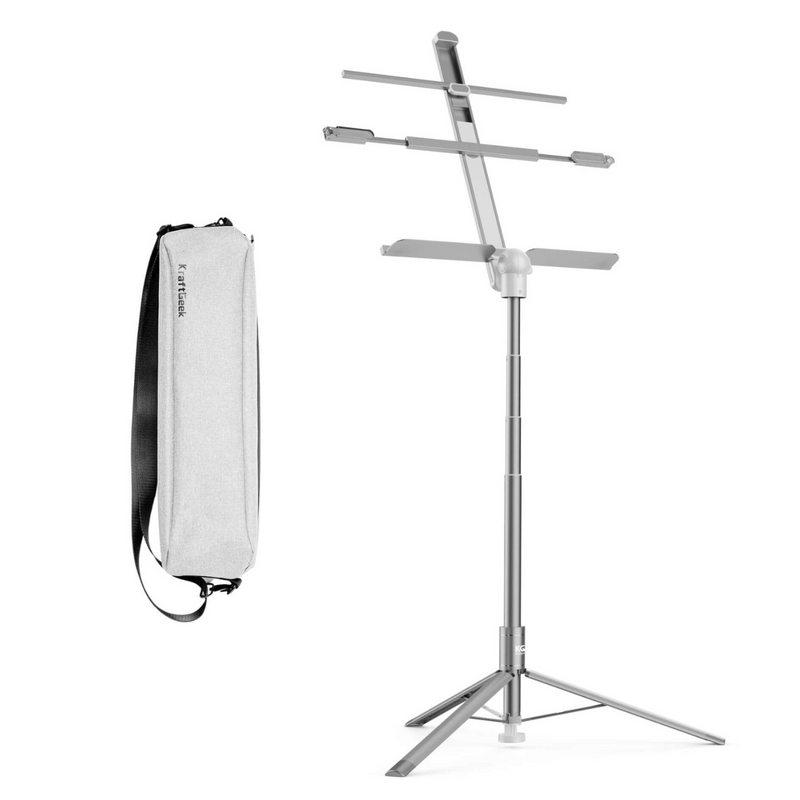 KraftGeek Foldable Music Stand, White with Carry Bag
