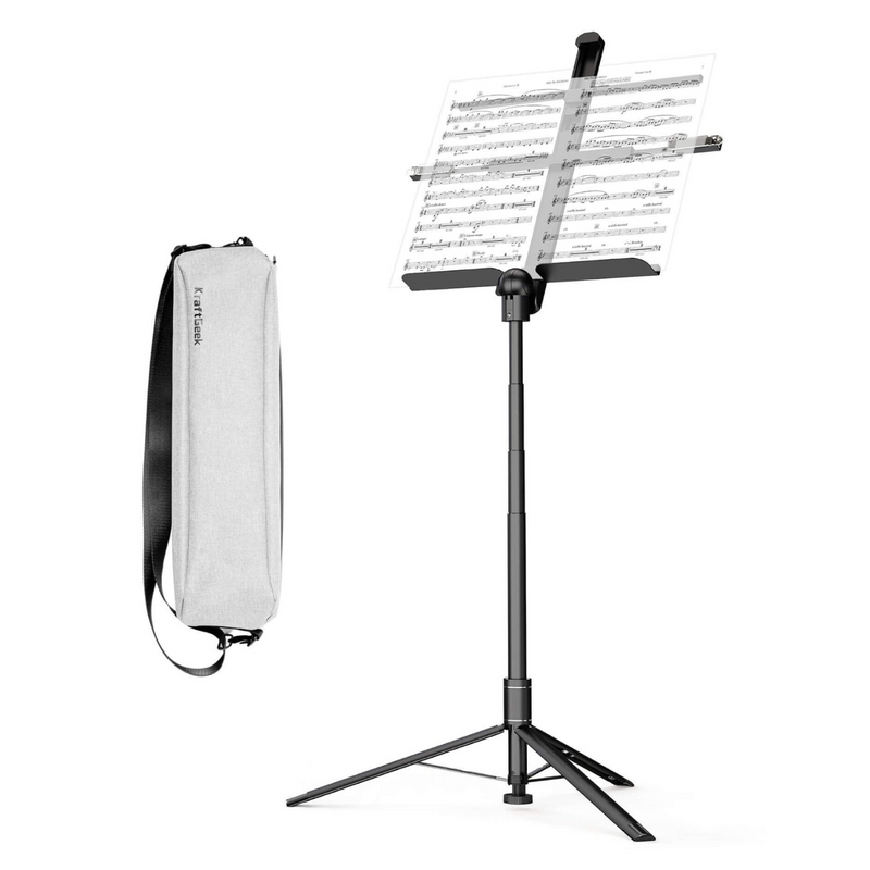 KraftGeek Foldable Music Stand, Black with Carry Bag