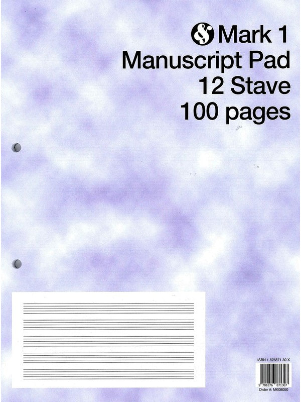Mark 1 Manuscript Pad, 12 Stave, 100 Pages
