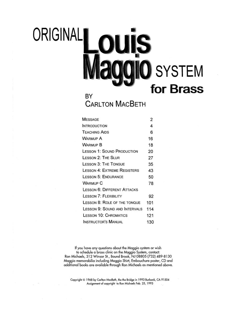 Original Louis Maggio System for Brass
