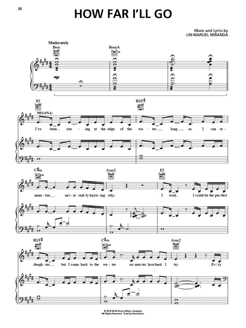 Moana: Movie Soundtrack - Piano · Vocal · Guitar