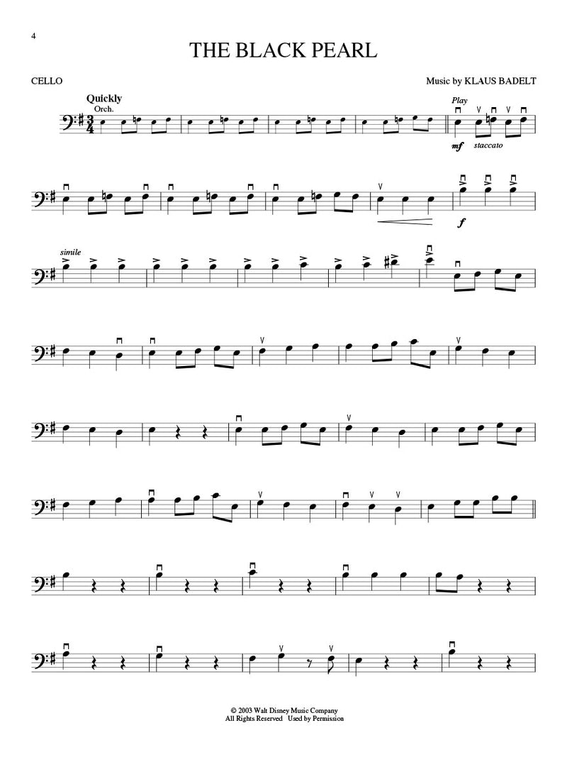 Pirates of the Caribbean for Cello