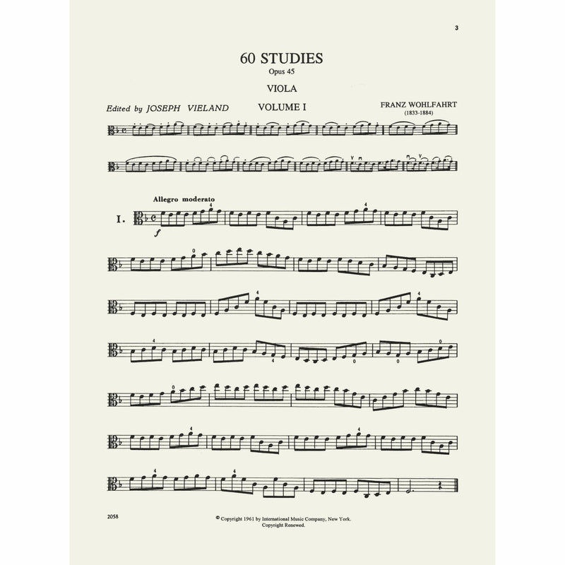 Wohlfahrt: 60 Studies for Viola, Op. 45 - Book 1