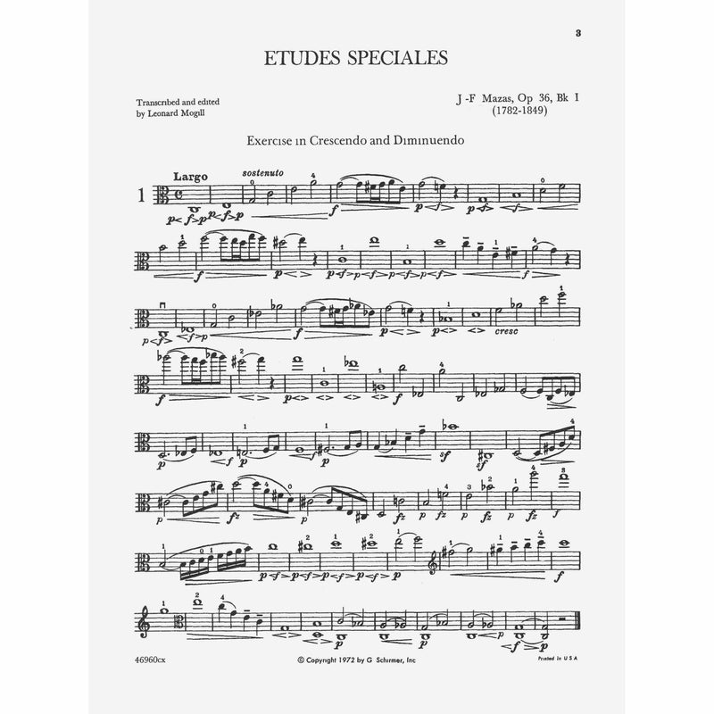 Mazas: Etudes Speciales for Viola, Op. 36