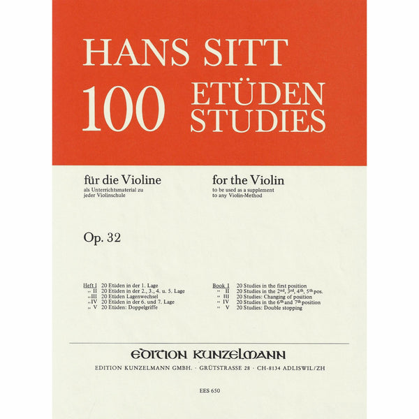 Sitt: 100 Studies, Op. 32 - Book 1
