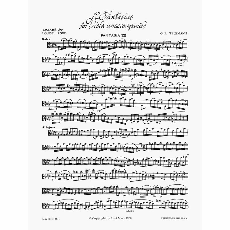 Telemann: Twelve Fantasies for Unaccompanied Viola