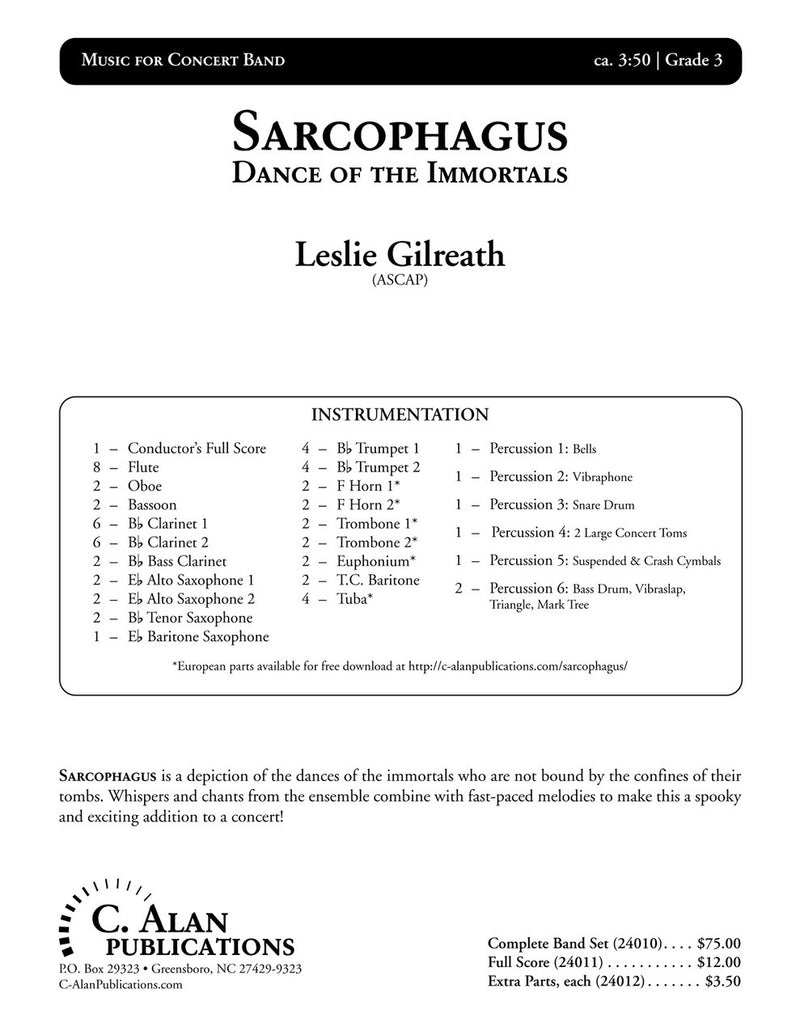 Sarcophagus - arr. Leslie Gilreath (Grade 3)