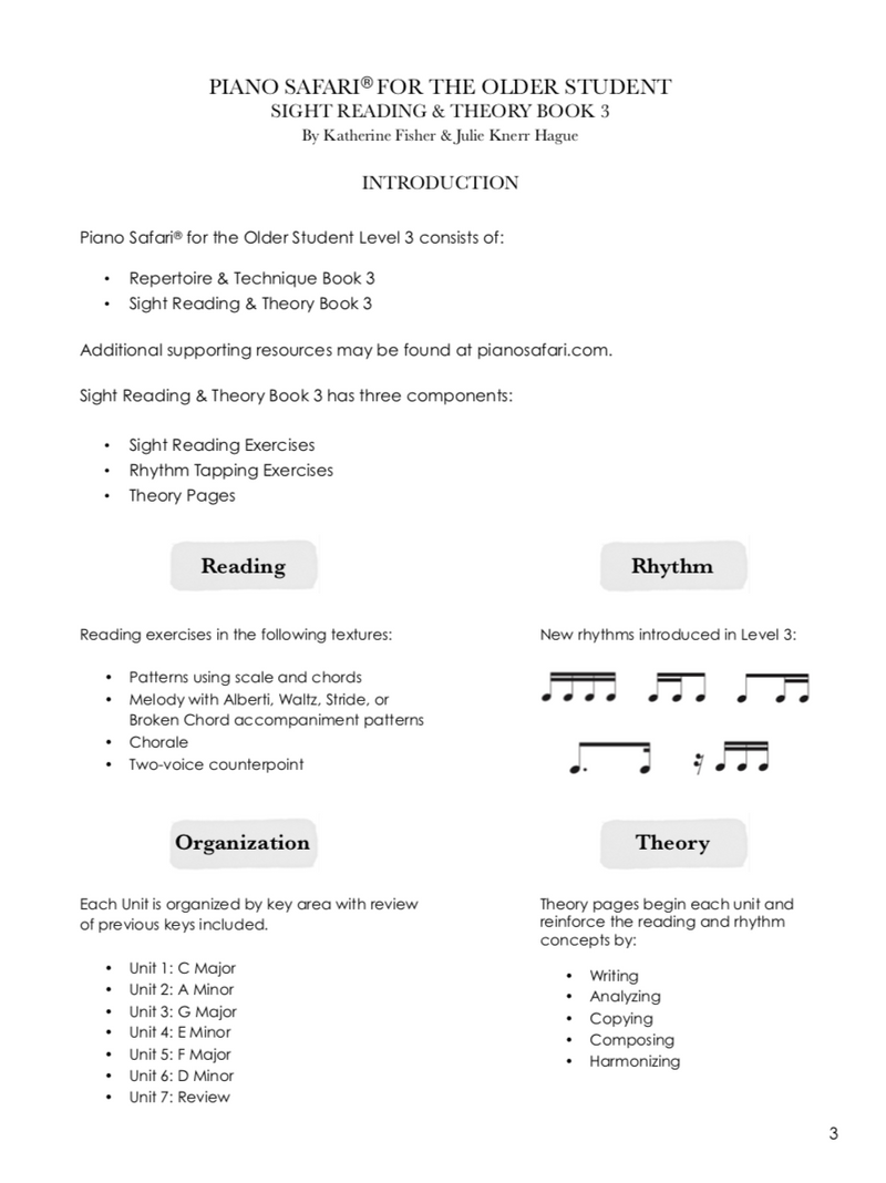 Piano Safari Sight Reading & Theory for the Older Student Book 3