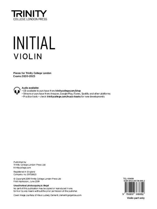 Trinity Violin 2020-23, Initial, Part Only