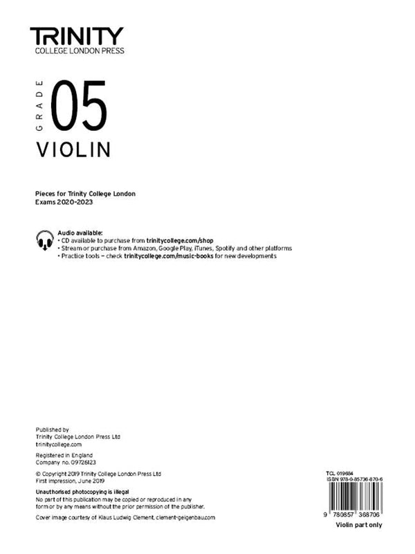 Trinity Violin 2020-23 Grade 5, Part Only