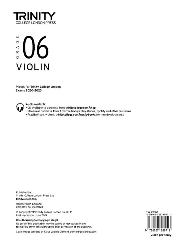 Trinity Violin 2020-23 Grade 6, Part Only