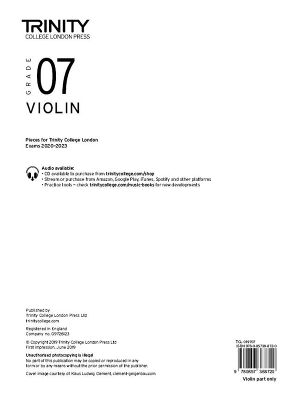 Trinity Violin 2020-23 Grade 7, Part Only