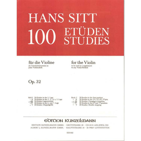 Sitt: 100 Studies, Op. 32 - Book 3