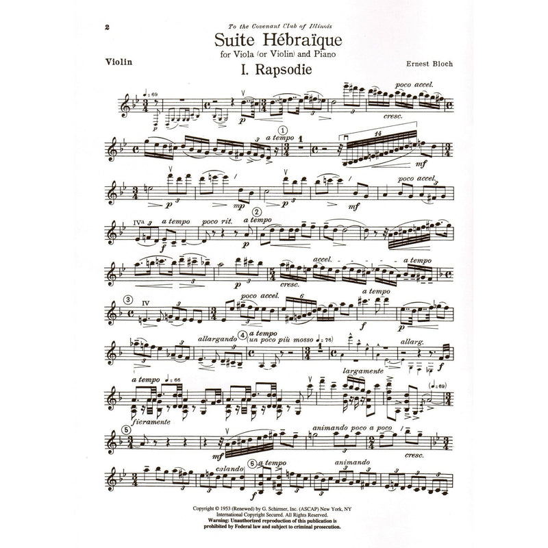Bloch: Suite Hebraique for Viola (or Violin) and Piano