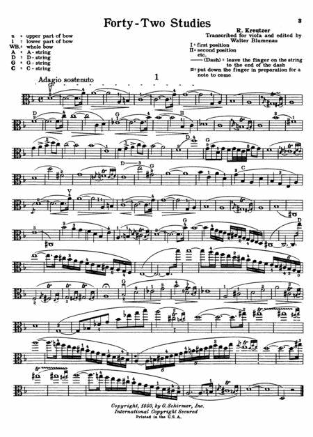 Kreutzer: 42 Studies Transcribed for Viola