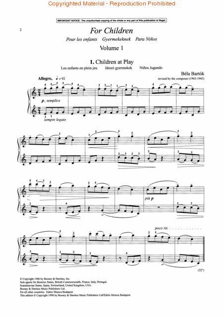 Bela Bartok for Children Vol. 1