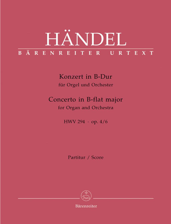 Handel: Organ Concerto Op 4 No 6 in B Flat - Full Score