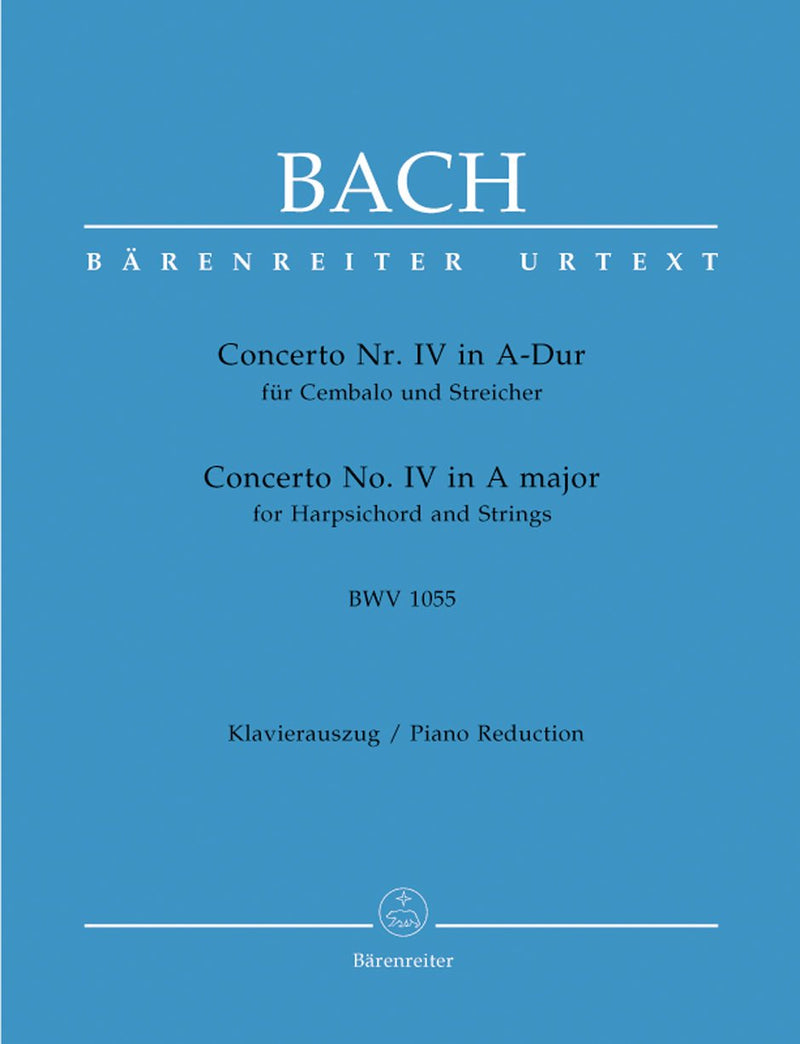 Bach: Concerto No 4 in A for Harpschord & Strings (Piano Reduction)