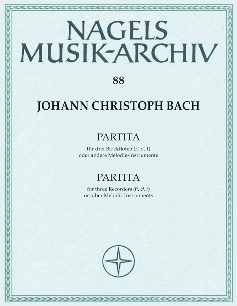 J.C Bach : Partita in C for Recorder Ensemble - Score & Parts
