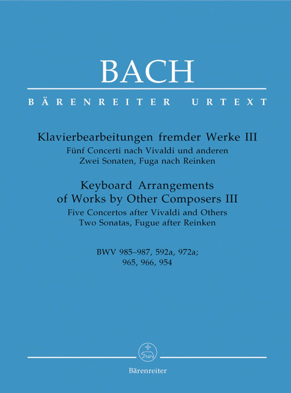 Bach: Keyboard Arrangements Other Composers - Book 3