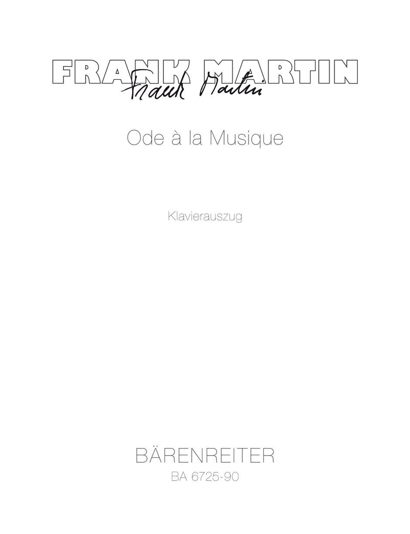 Martin : Ode A La Musique - Vocal Score