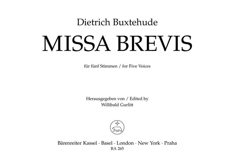 Buxtehude: Missa Brevis - Vocal Score