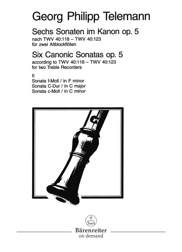 Telemann: Six Sonatas in Canon Op 5 - Book 2, for 2 Treble Recorders