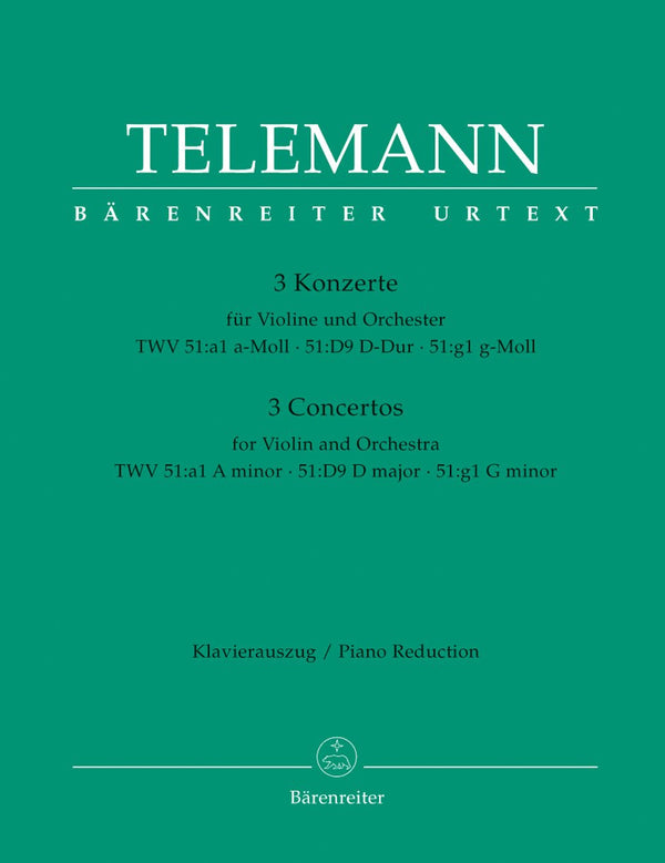 Telemann: Violin Concertos in A, D, G for Violin & Piano