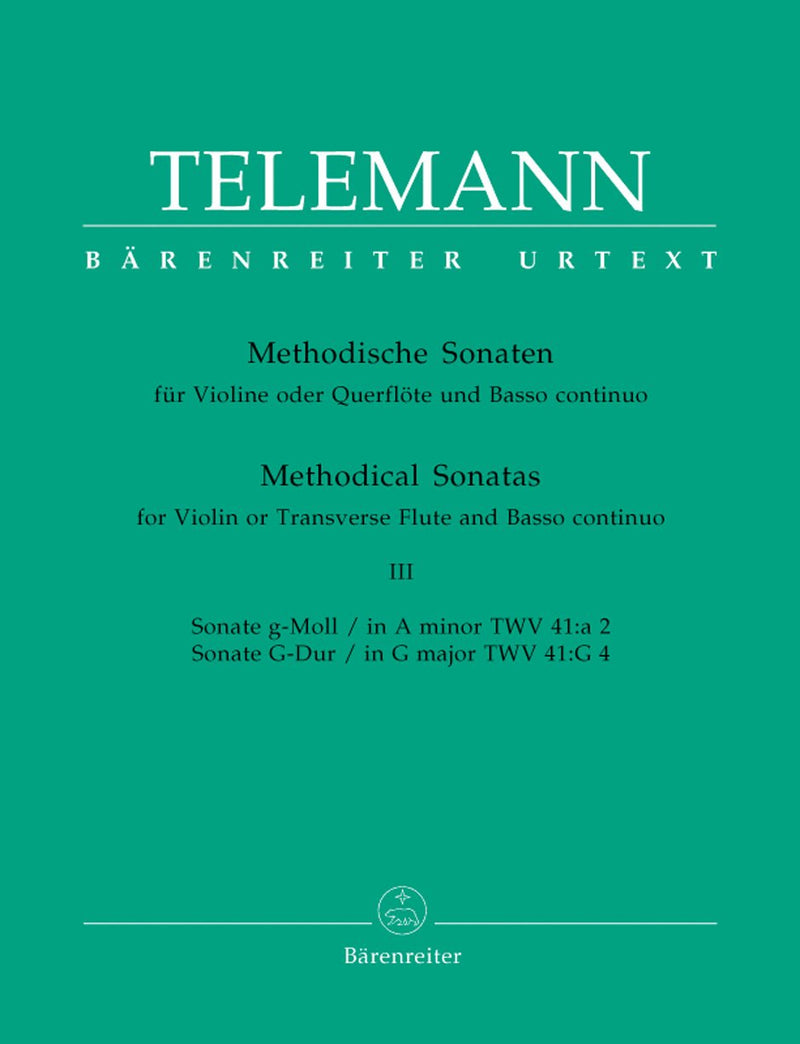 Telemann: Twelve Methodical Sonatas Volume 3 for Flute & Piano