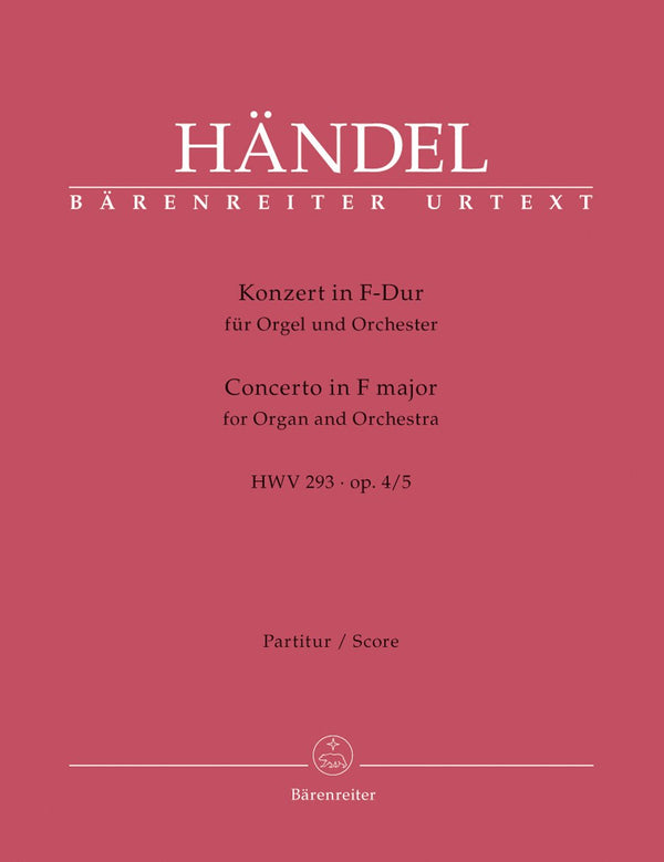 Handel: Organ Concerto Op 4 No 5 in F - Full Score