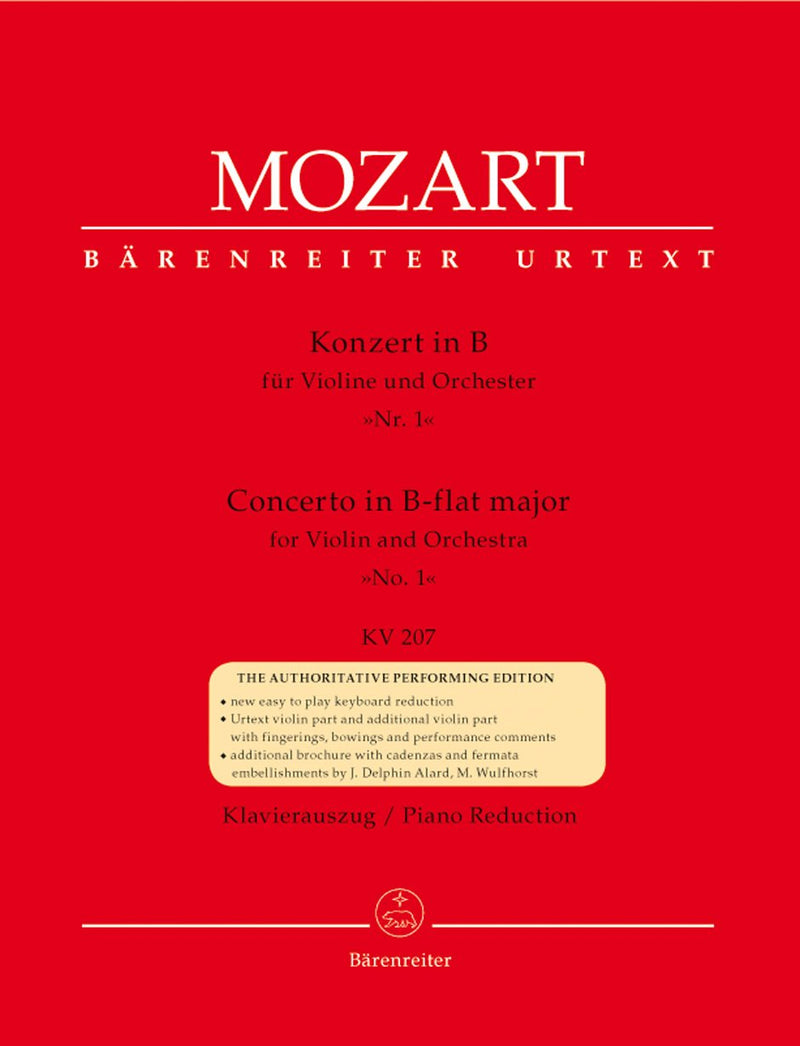 Mozart: Violin Concerto No 1 in Bb Major K207 for Violin & Piano